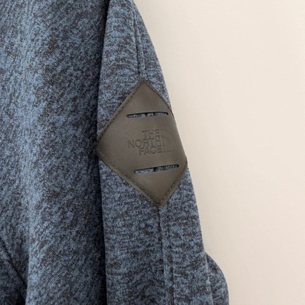 The North Face Hoodie Men XXL Blue Full Zip Sherpa Lined Fleece Heathered Jacket
